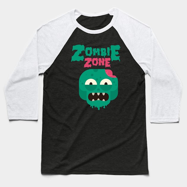 Halloween Zombie Zone Baseball T-Shirt by JabsCreative